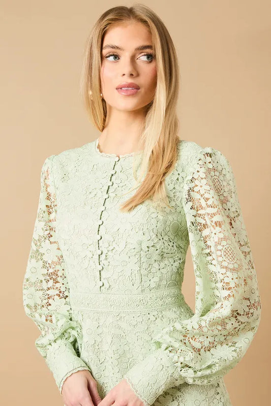 Lace Button Down Mini Tea Dress