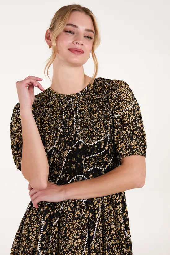 Shirred Front Mini Dress