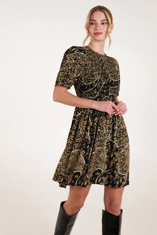 Shirred Front Mini Dress